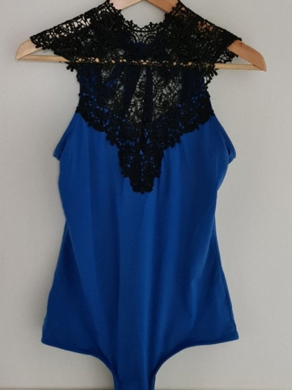 Women’s Blue Lace Yoke Halter Top
